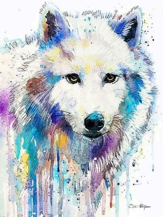 Wolf Wallpaper Painted Image 1
