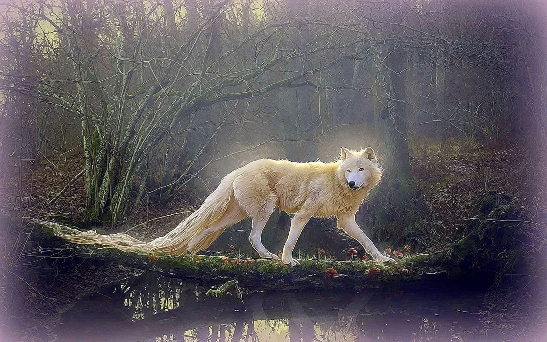 Beautiful White Wolf Wallpaper Image 1