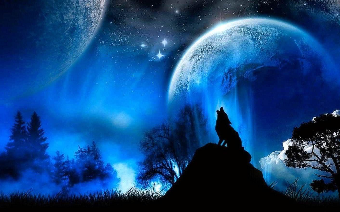 Wolf Blood Moon Wallpaper Image 1