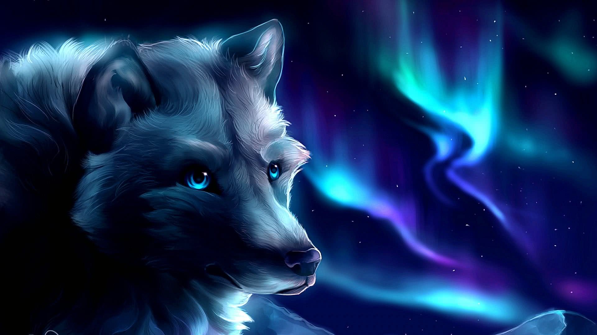 Cool Blue Wolf Wallpaper Image 1