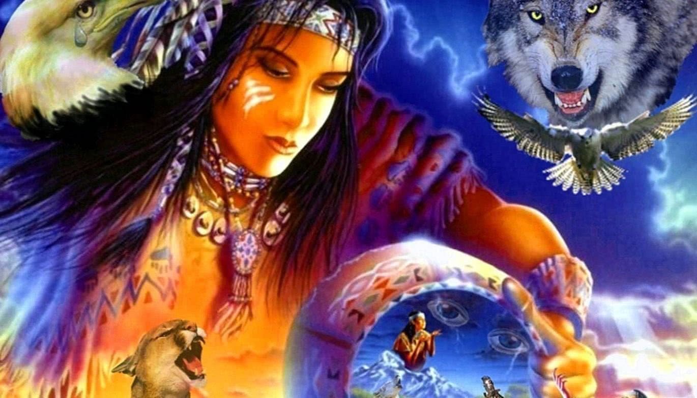 native american wolf spirit wallpaper background image 3