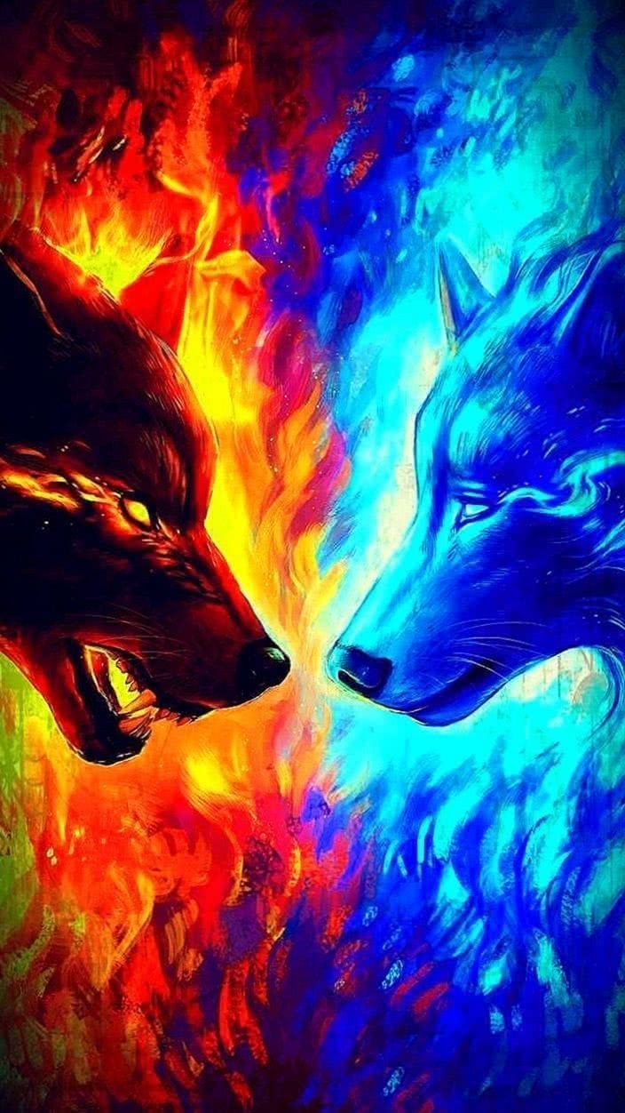 Mobile Wallpapers Fire Wolf