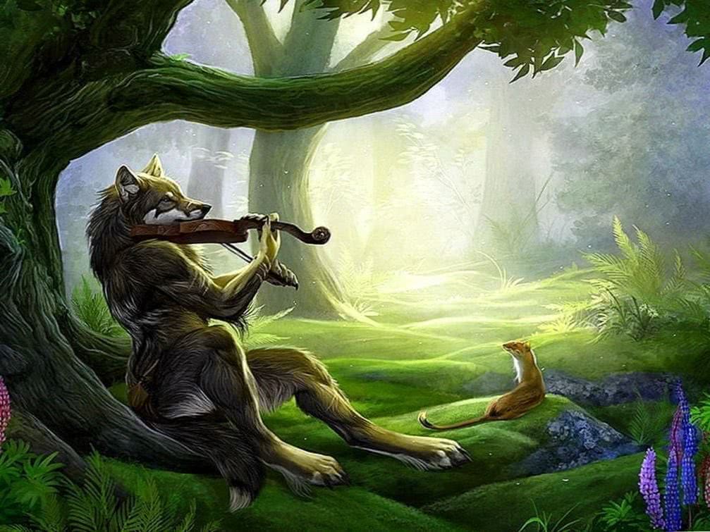 Wolf Playing Violin Wallpaper Image 1