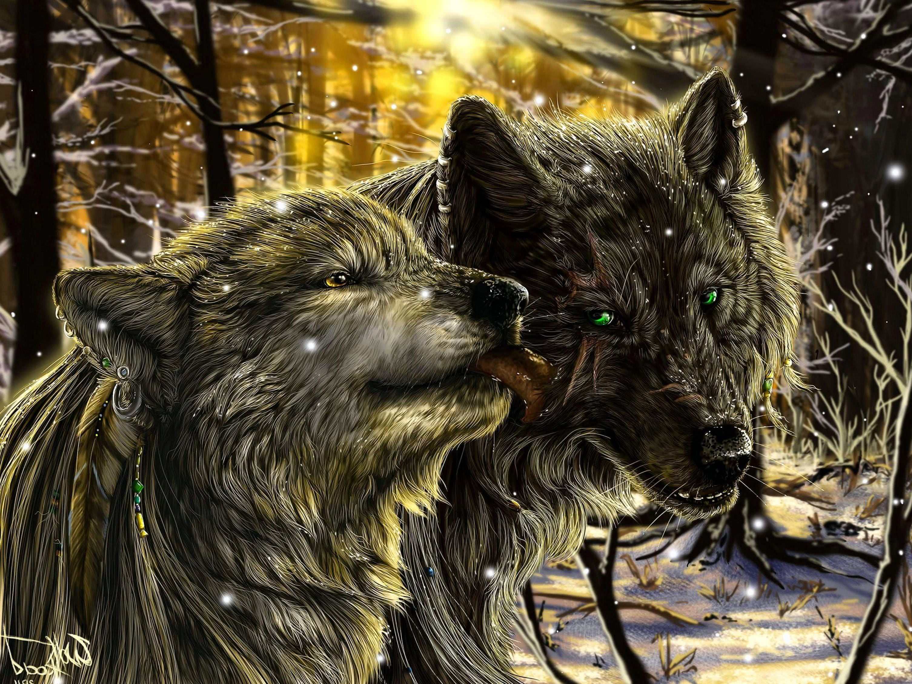 Wolves Love Fantasy Wallpapers