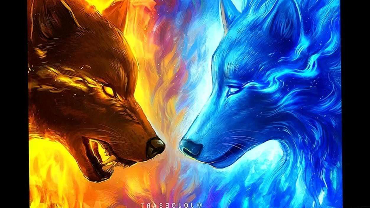 fire wolf wallpaper background image 4