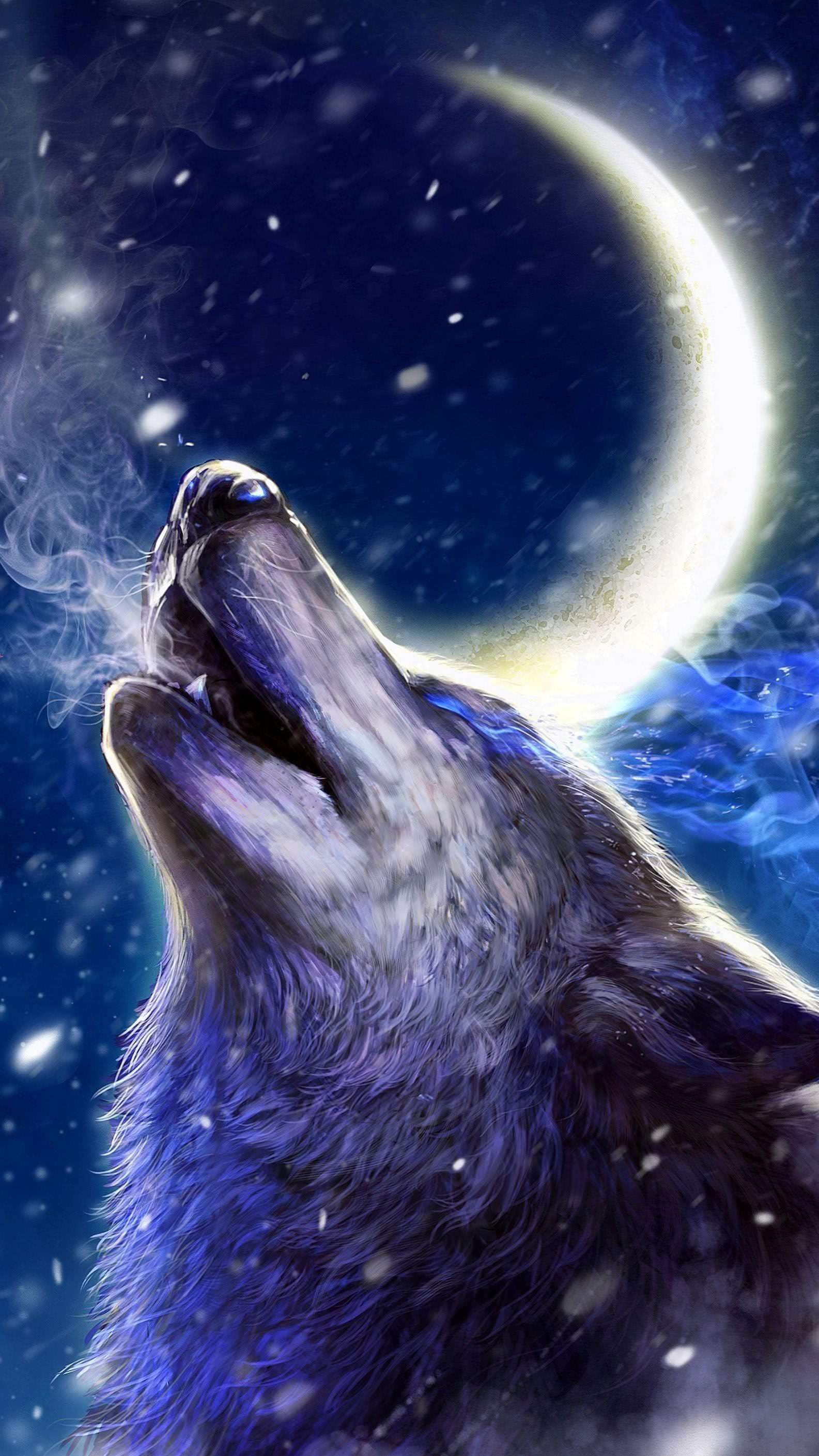 Wolf Howling Android Wallpaper Image 1