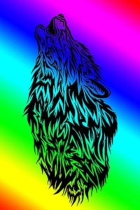 Wolf Howling Rainbow Wallpaper Image 1
