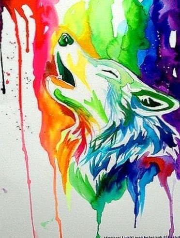 wolf wallpaper rainbow background image 4
