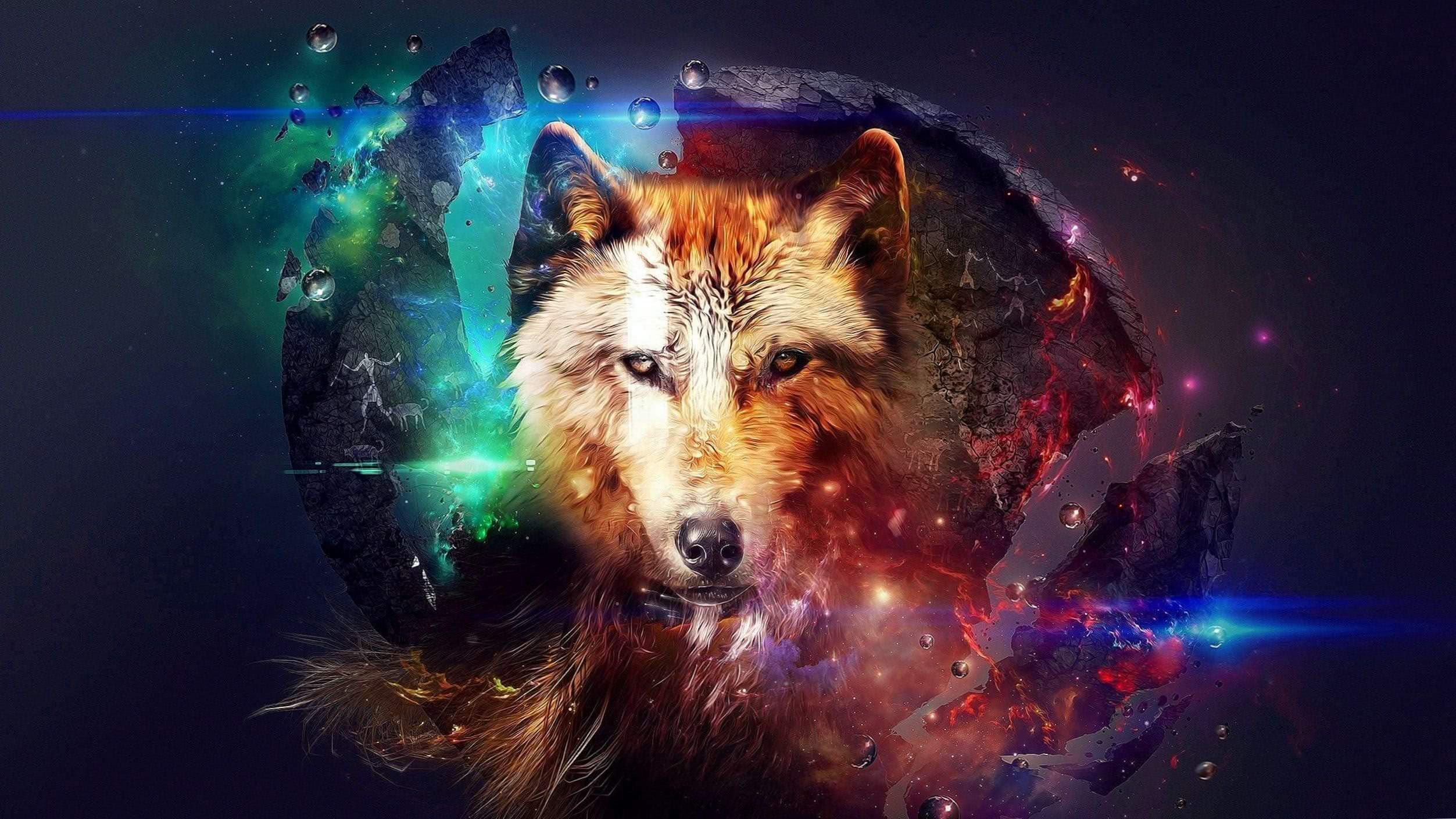 space wallpaper wolf background image 4