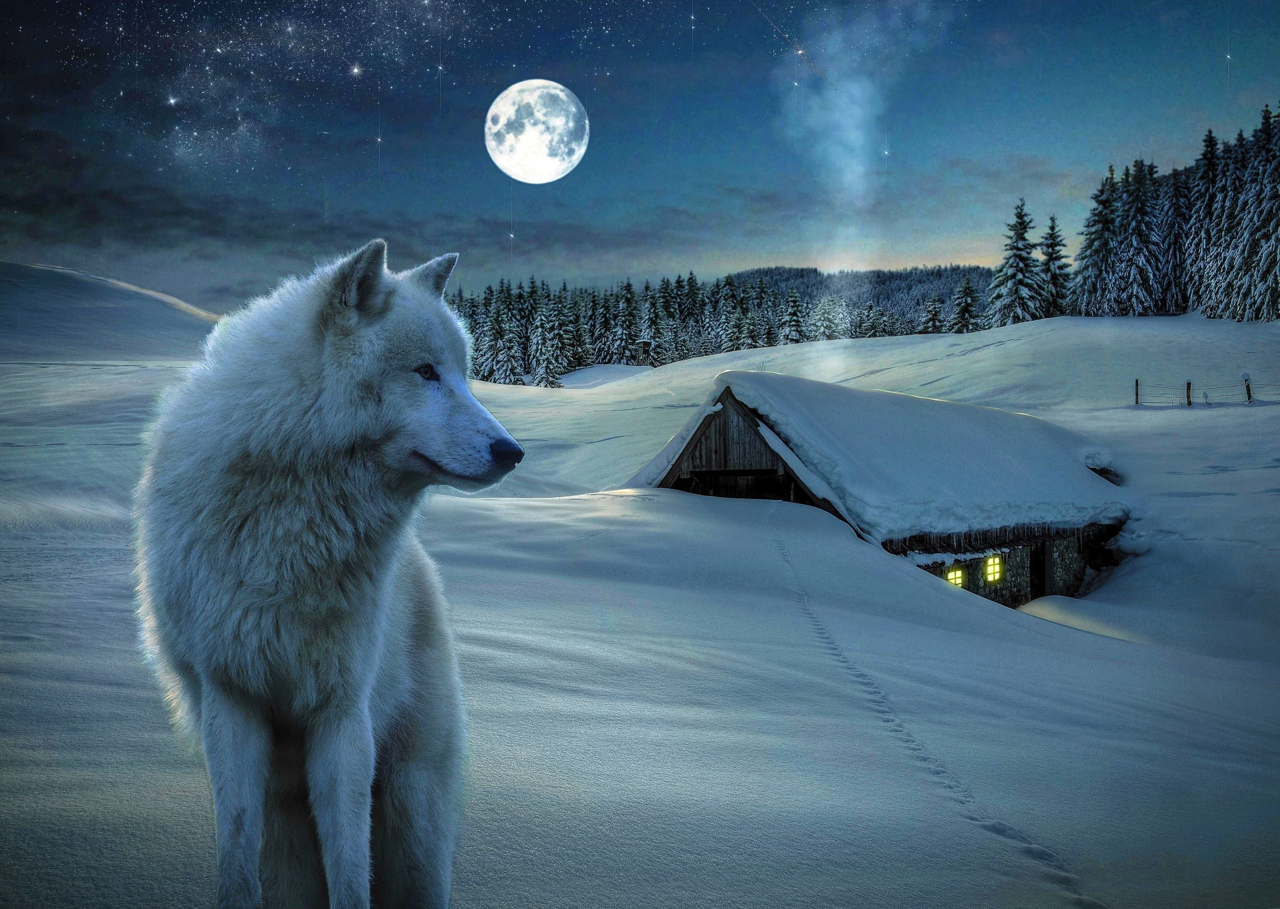 winter wolf wallpaper 4k background image 3