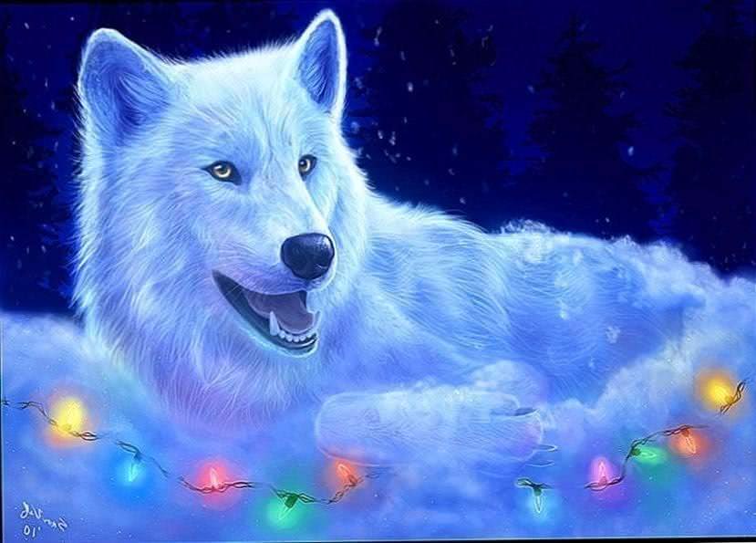 Wallpaper Wolf Christmas Image 1