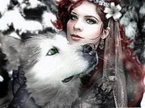 Wolf With Girl Wallpaper Image 1