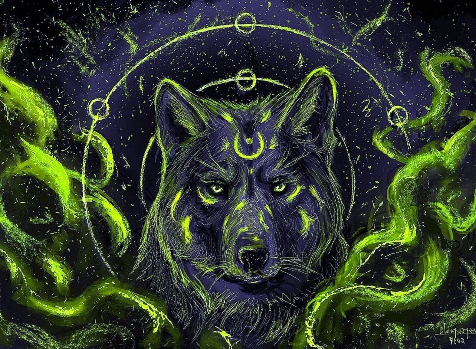 Wallpapers Wolf Green